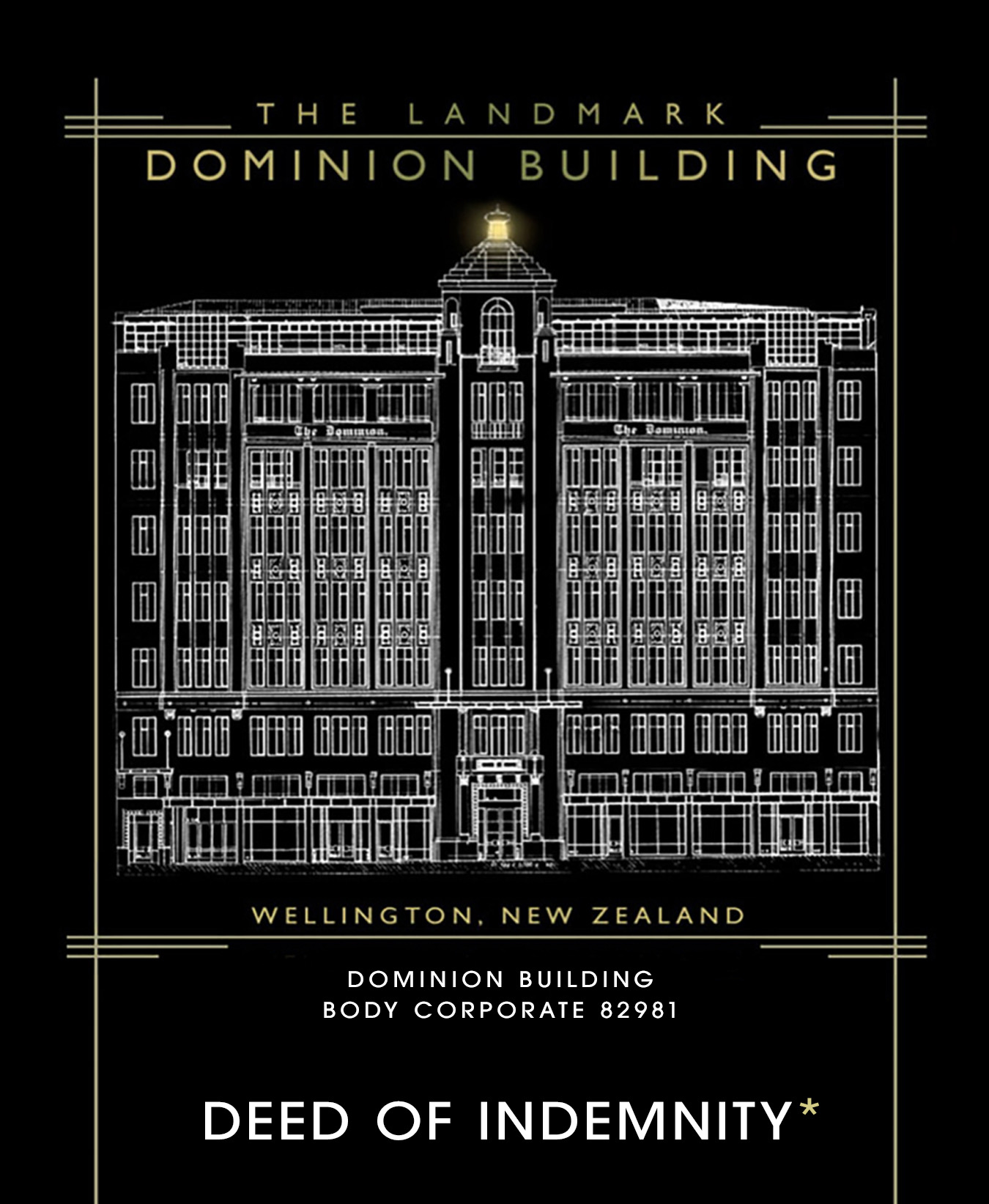 Historic Dominion Building facade in Wellington, New Zealand, showing the heritage architecture at 76-80 Victoria Street